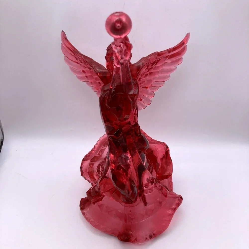 Vintage Silvestri Lucite Acrylic Angel W/ Horn Tree Topper Pink Christmas 9